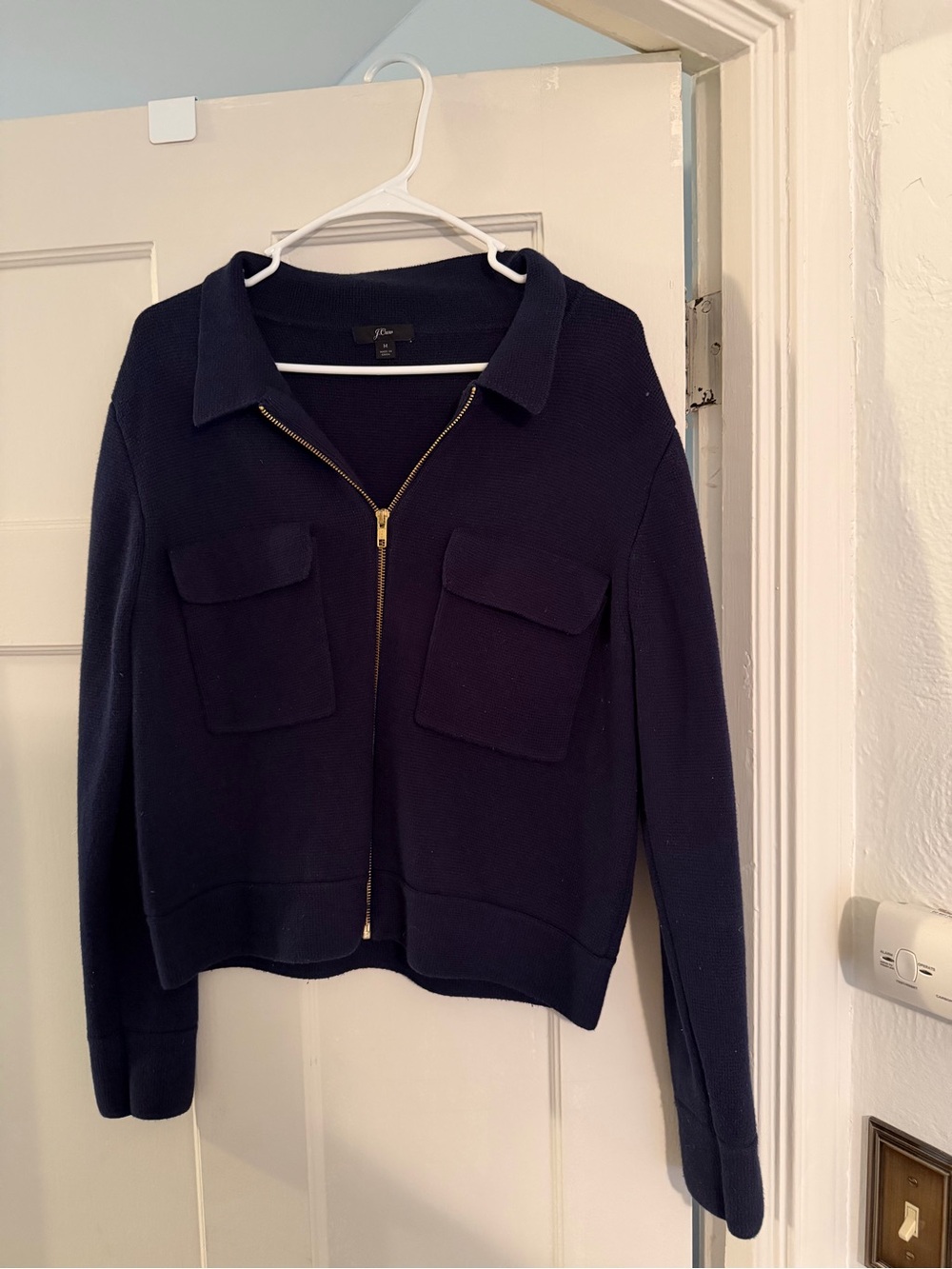 J. Crew Navy Zip-Front Women's Jacket with Patch Pockets